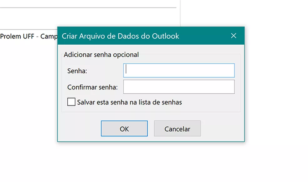 Digite uma senha para o seu backup no Outlook 2016 — Foto: Reprodução/Elson de Souza