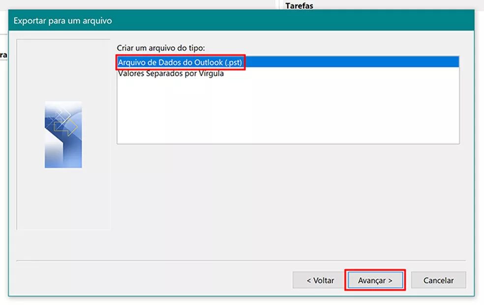 Crie um arquivo do Outlook para salvar os seus dados de e-mail — Foto: Reprodução/Elson de Souza