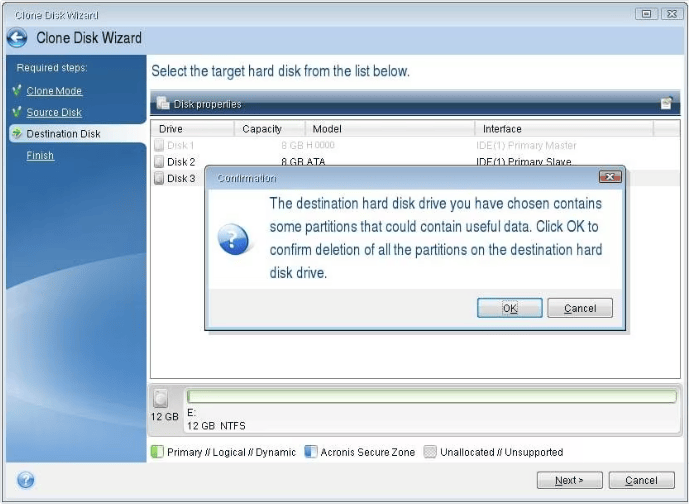 Clique em OK para iniciar o clone do HD para o SSD